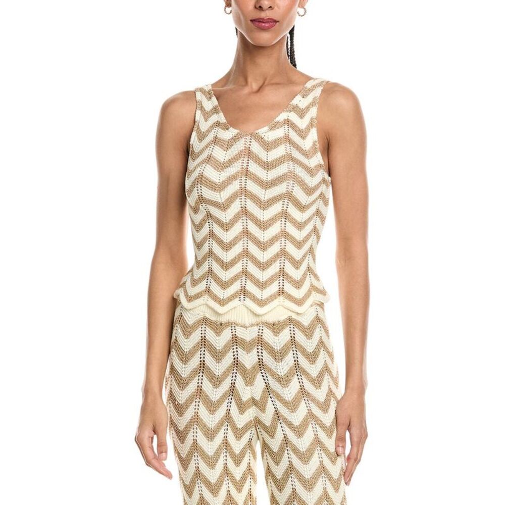 Surf Gypsy Womens  Chevron Knit Tank Top, Gold